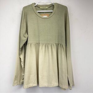 Angie Girls size Large Dusty Sage Green Dip Dye Long Sleeve Top